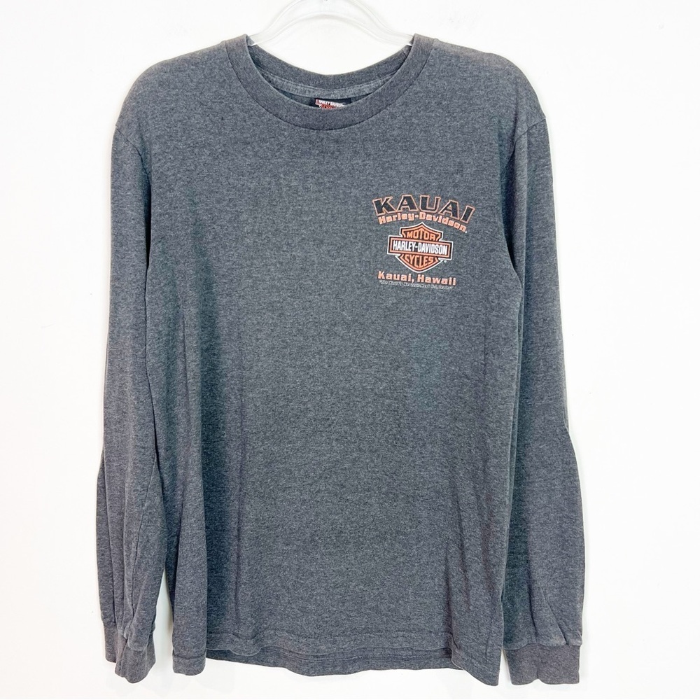 HARLEY DAVIDSON KAUAI GRAY LONG SLEEVE GRAPHIC T-SHIRT UNISEX MEDIUM